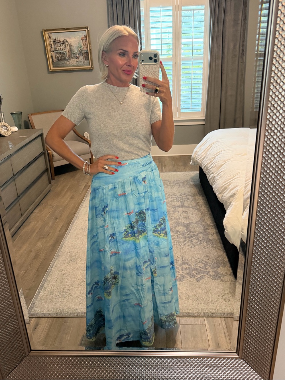 STAUD Kona print maxi skirt